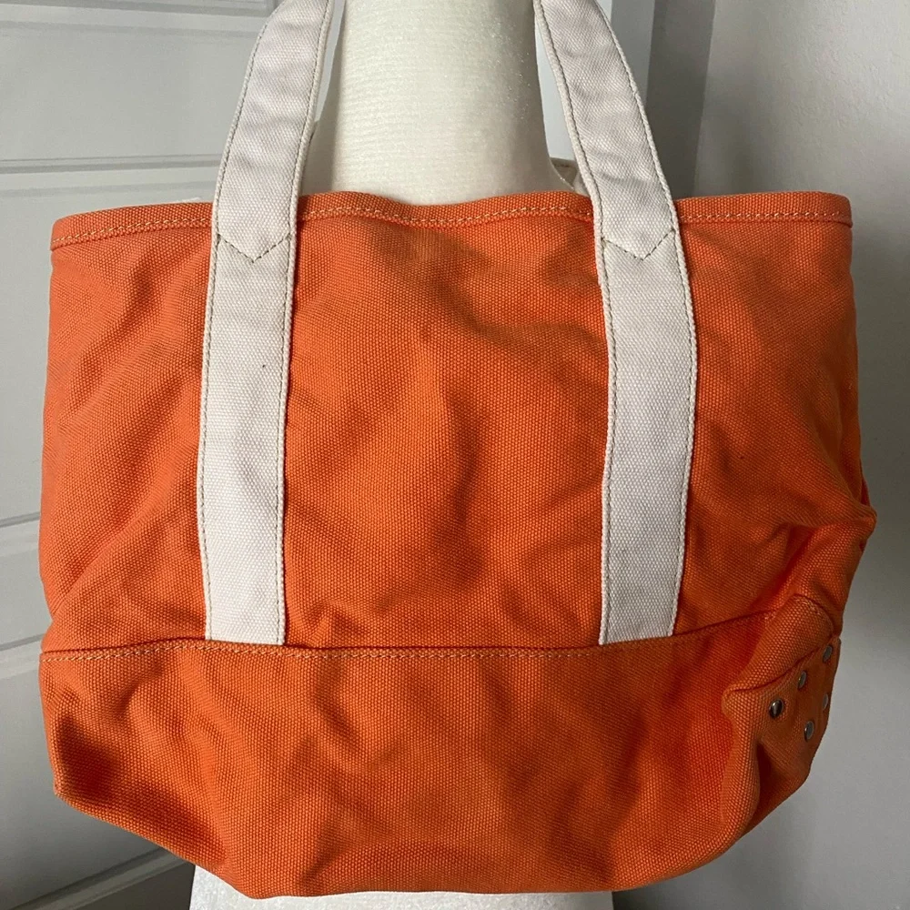 Small J Crew Tote - Orange/White - Picture 1 of 5